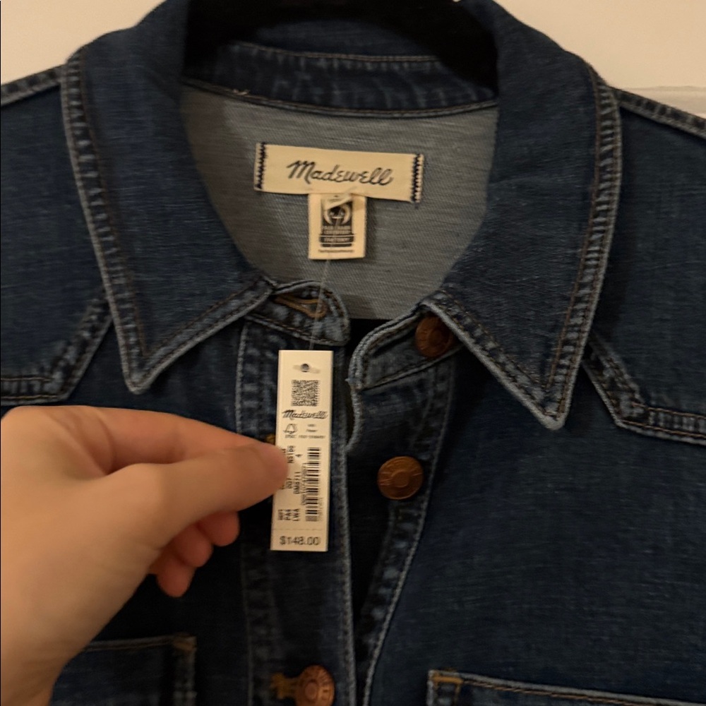 NWT madewell denim midi shirt dress with slit glissan wash sz 4 - Picture 4 of 8